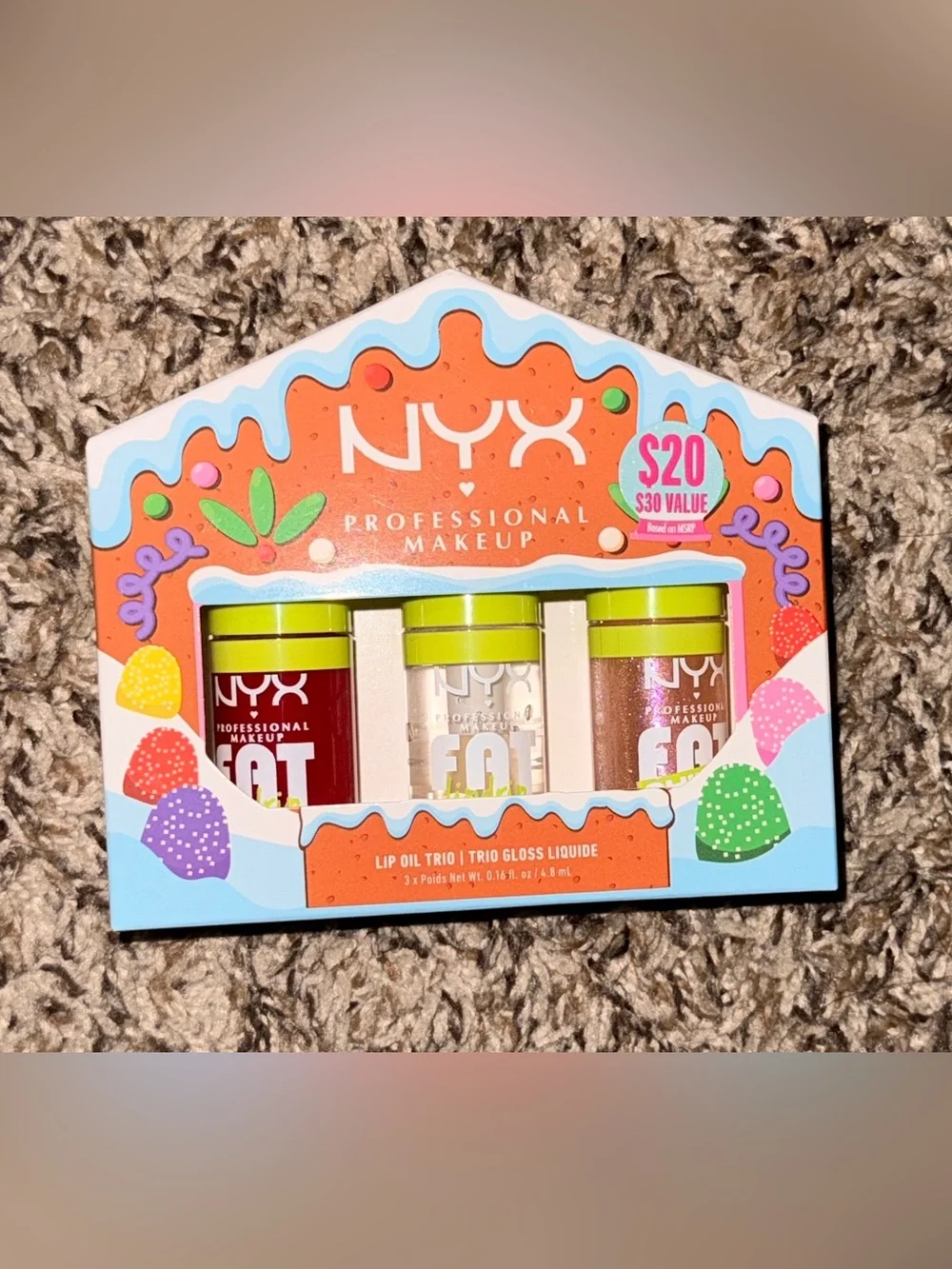NYX Lip Oil Trio - Red, Clear, Pink Sparkle